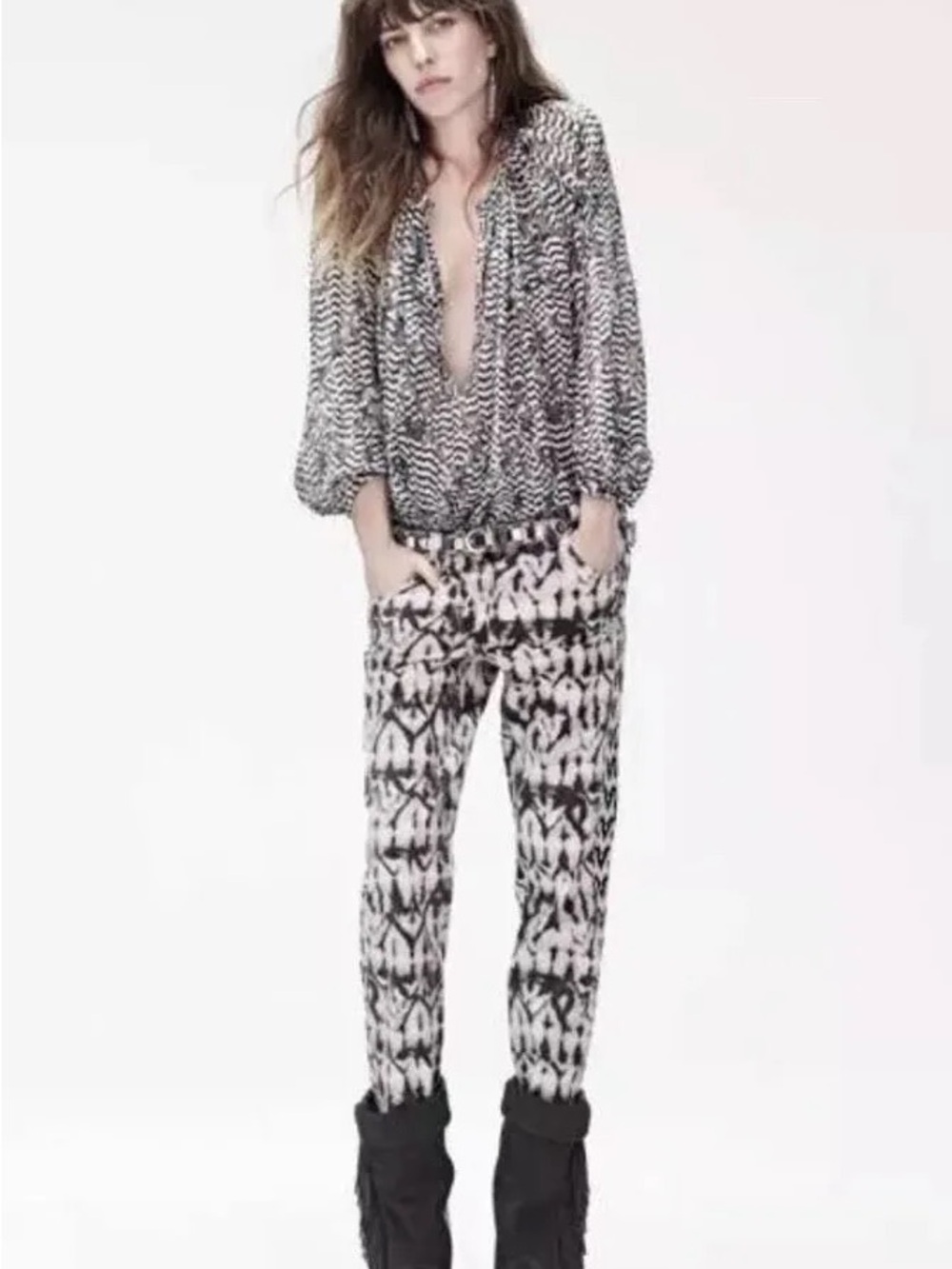 Isabel Marant Pour H&M Black & White Tie Dye Women's jeans size 38